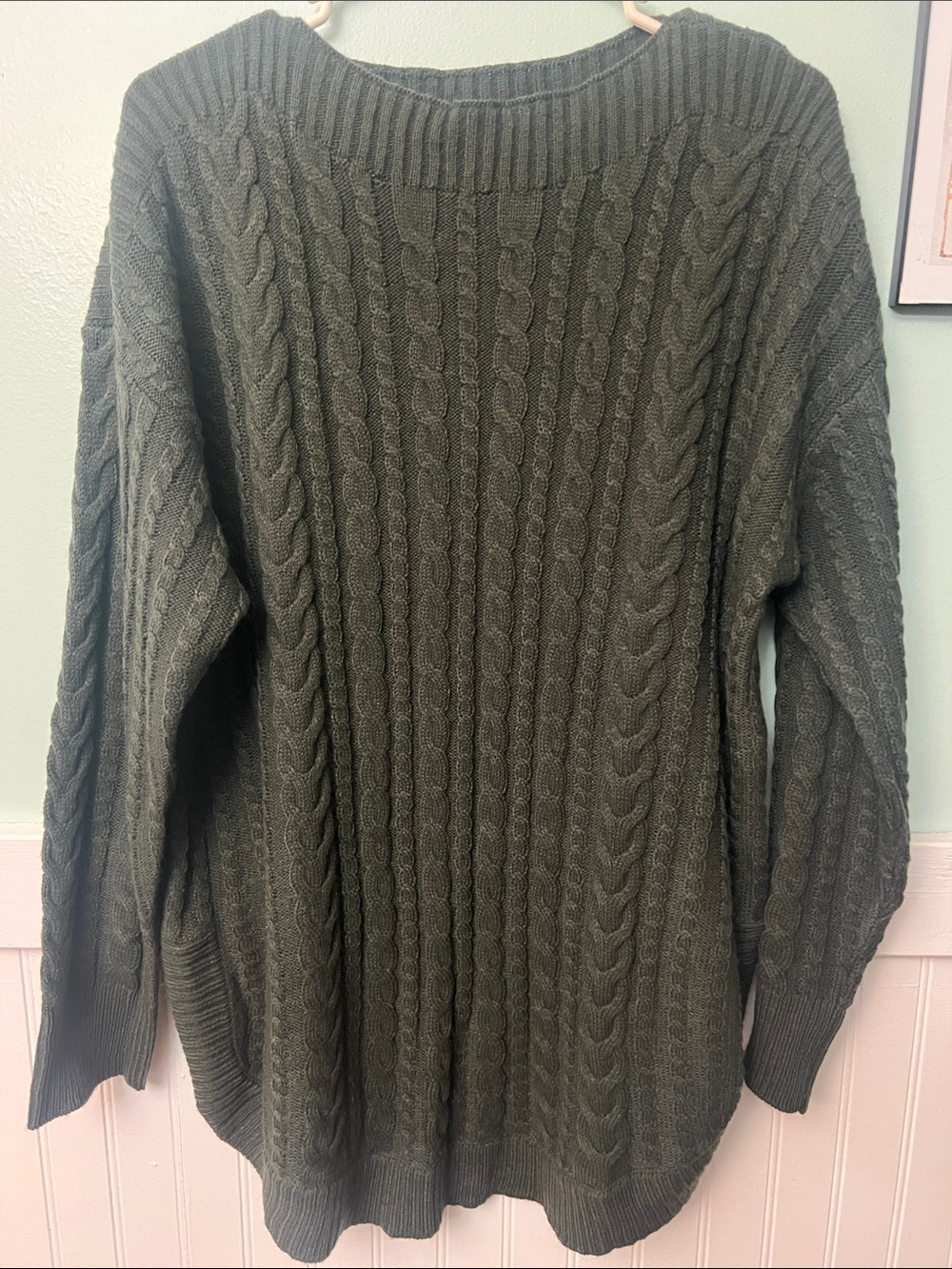 Lee women’s new with tags green cable knit sweater size xl cozy soft fall